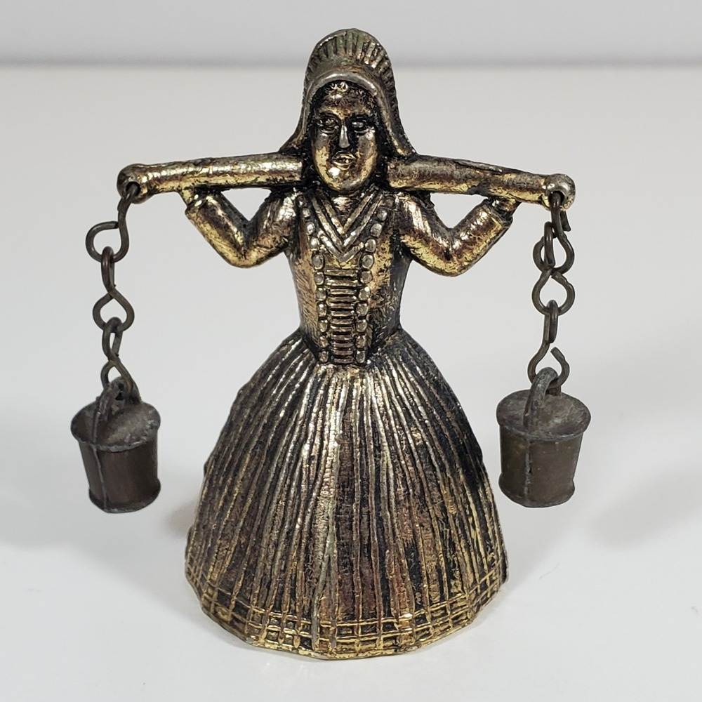 Metal Milkmaid Bell 2.5" Figurine Dutch Girl Welsh Lady Reg No 930983